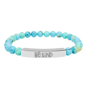 Engraved 'Be Kind' Natural Stone Bar Bracelet — Stretch Beaded Bracelet