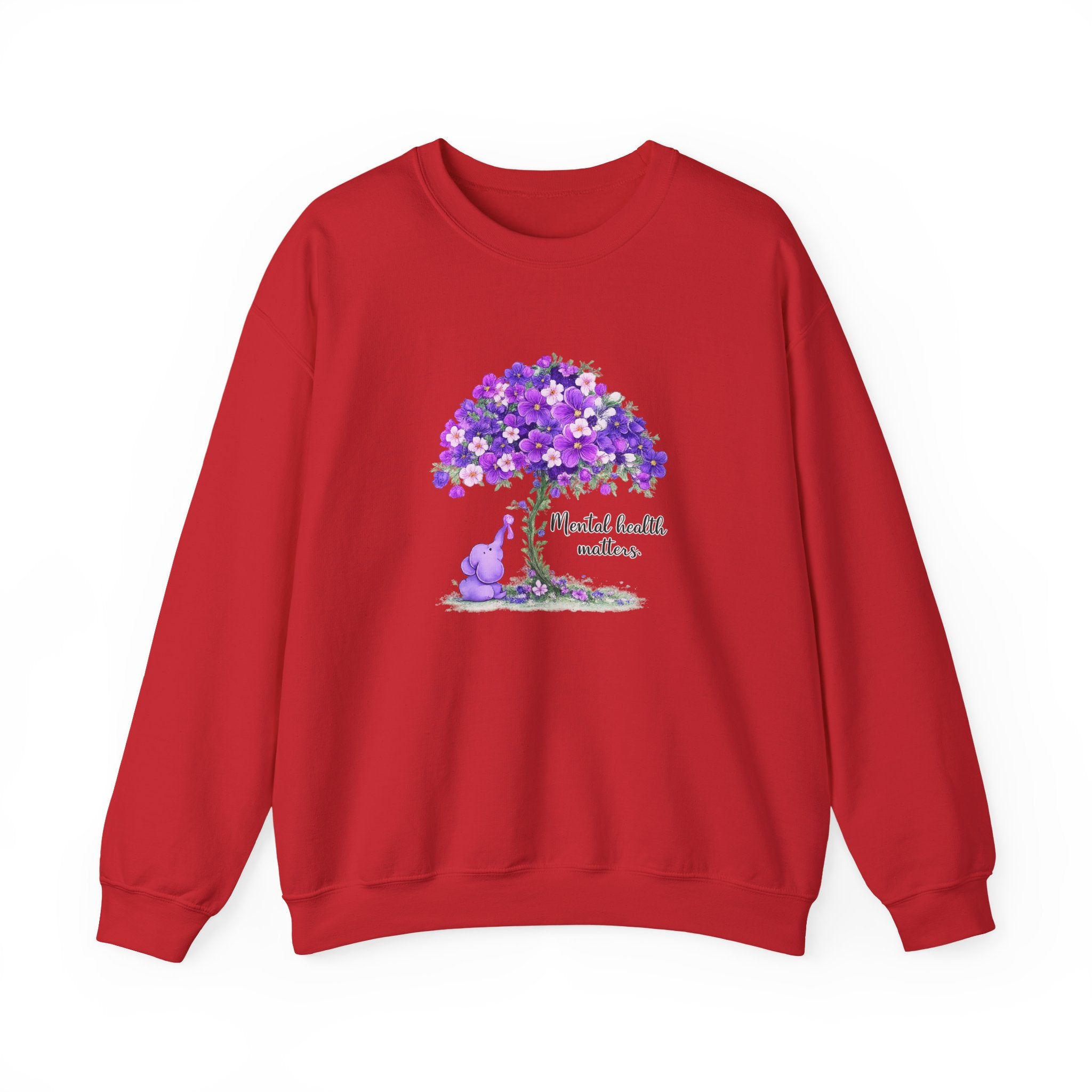 Purple Floral Tree & Cat Crewneck Sweatshirt.
