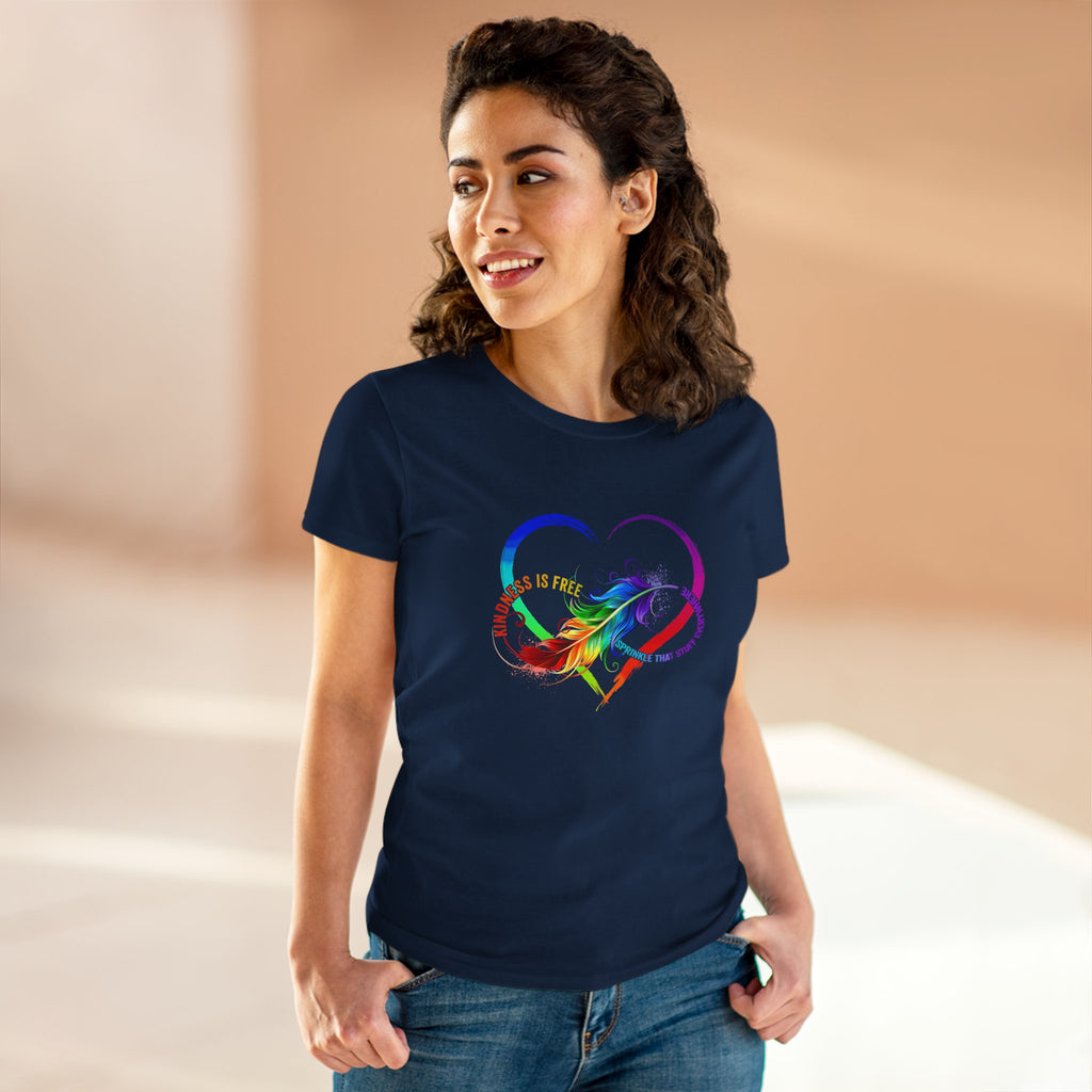 Rainbow Feather Heart Women's T-Shirt.