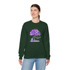 Purple Floral Tree & Cat Crewneck Sweatshirt.