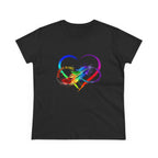 Rainbow Feather Heart Women's T-Shirt.