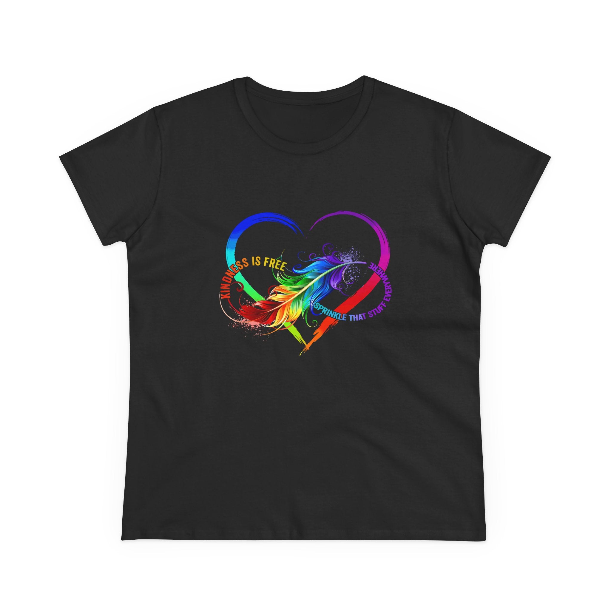 Rainbow Feather Heart Women's T-Shirt.