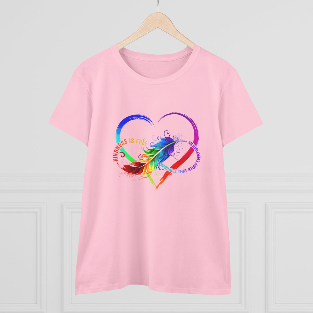 Rainbow Feather Heart Women's T-Shirt.