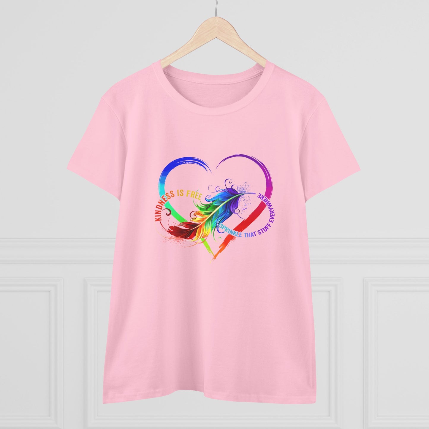 Rainbow Feather Heart Women's T-Shirt.