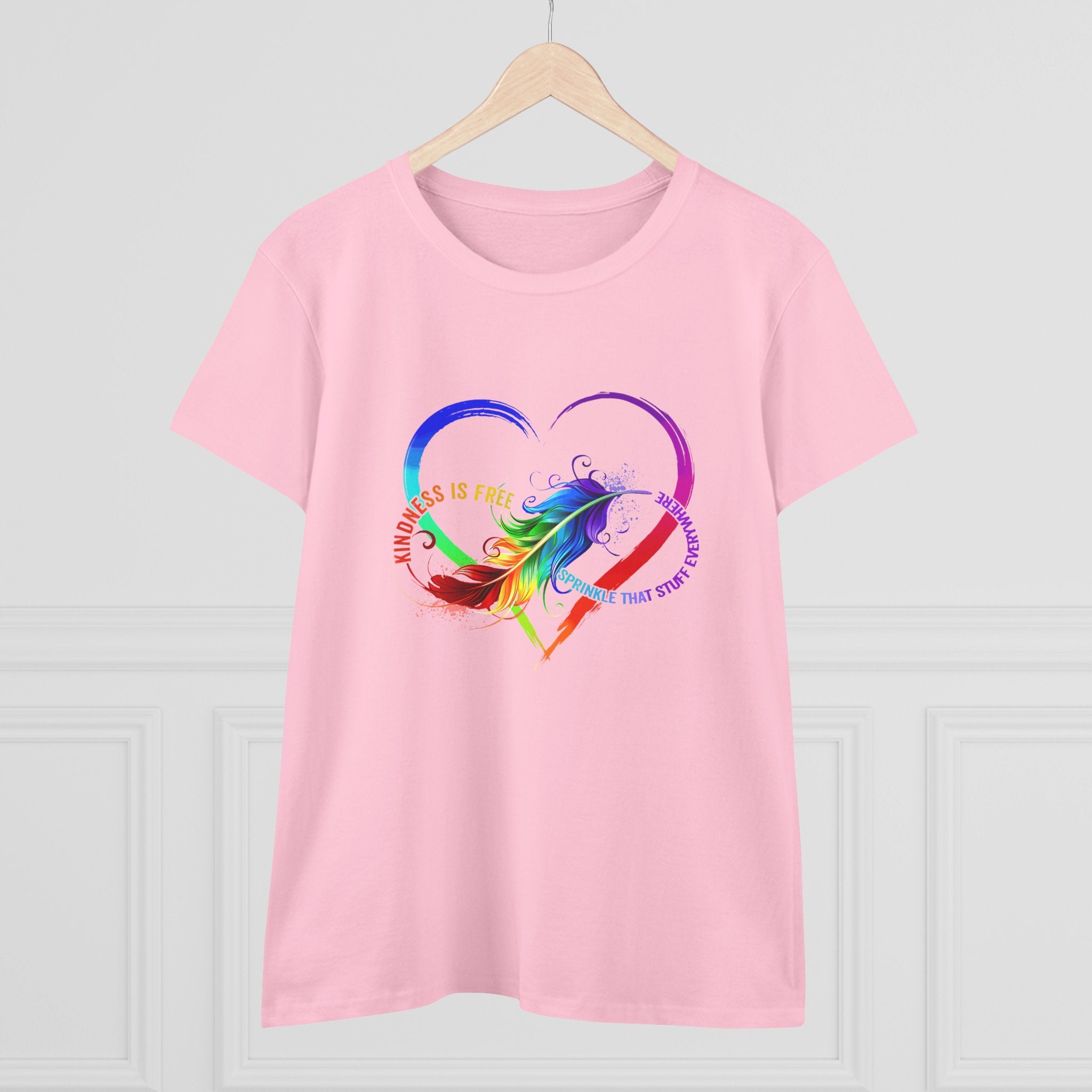 Rainbow Feather Heart Women's T-Shirt.