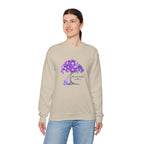 Purple Floral Tree & Cat Crewneck Sweatshirt.