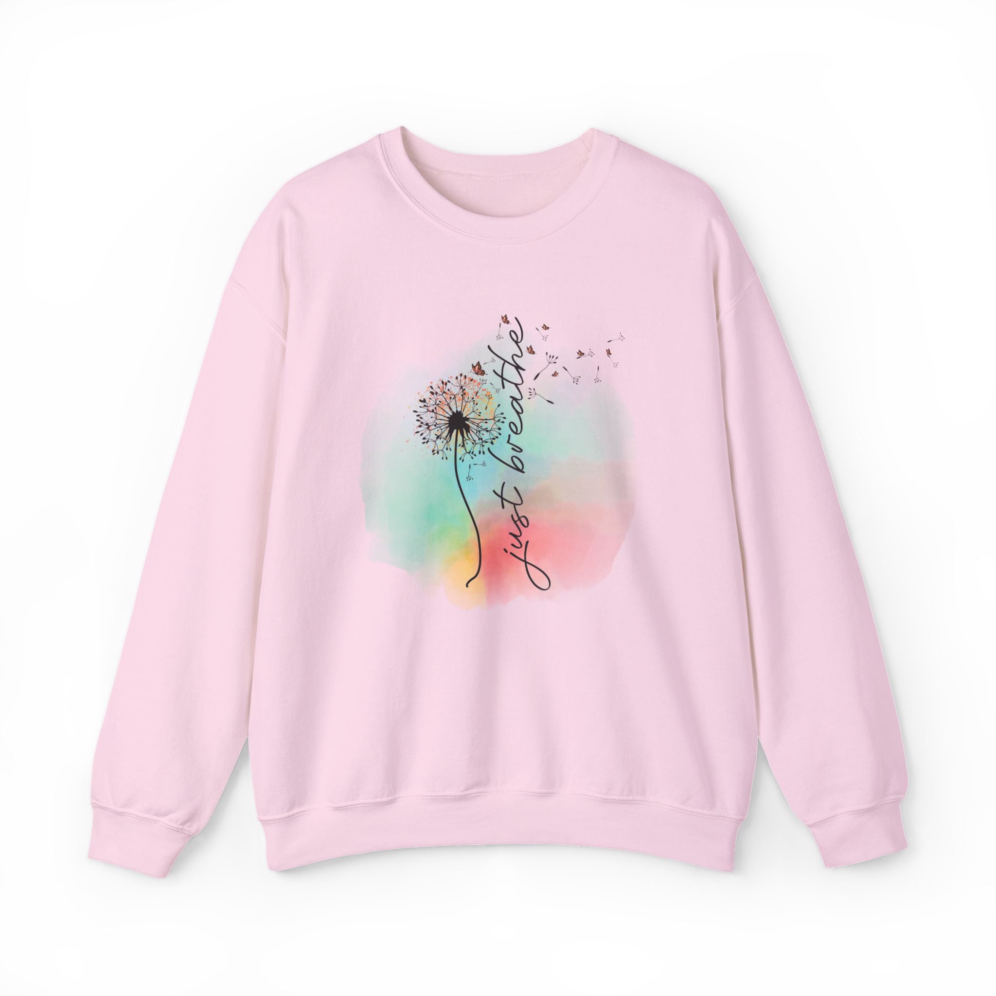 'Just Breathe' Dandelion Watercolor Comfort — Crewneck Sweatshirt
