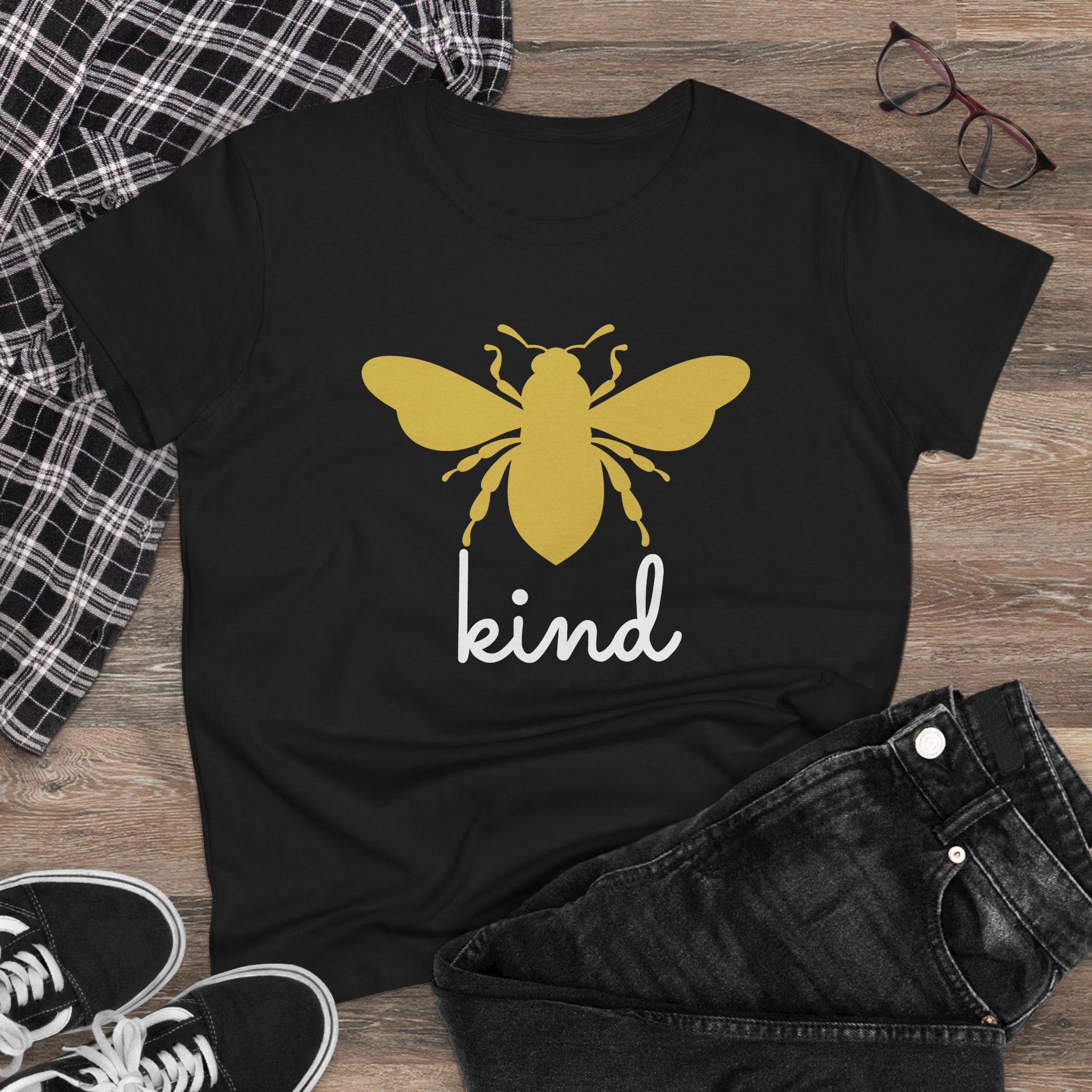 Yellow Bee Graphic Cotton Women T‑Shirt