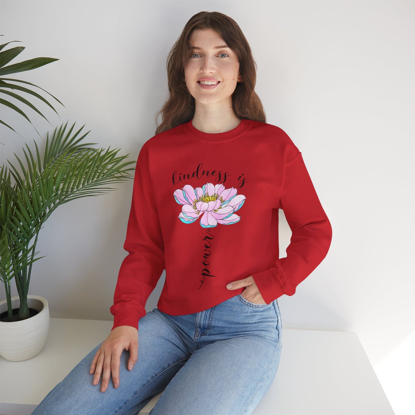Kindness Is Power Floral Crewneck Women Sweatshirt