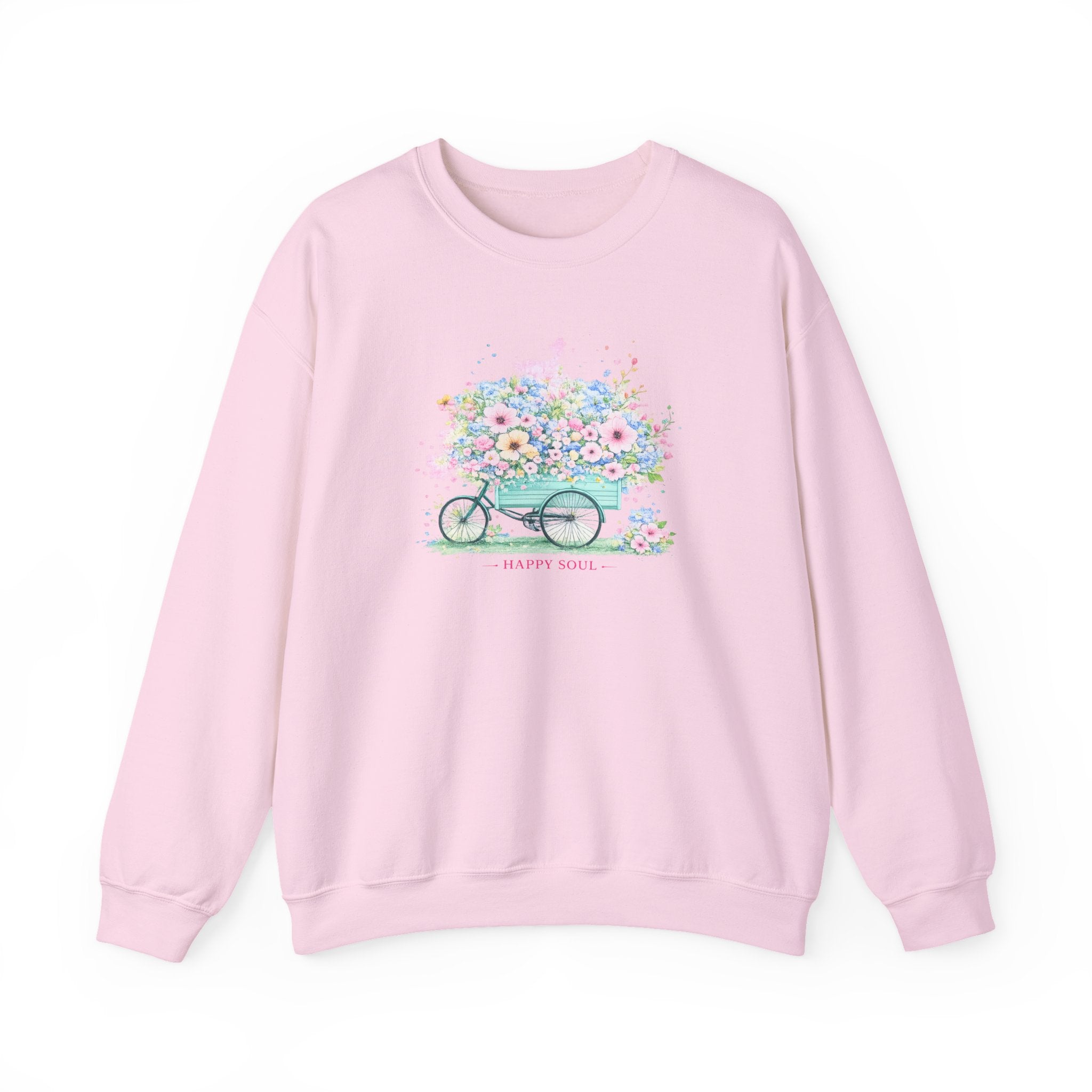 Floral Bike "Happy Soul" Crewneck Sweatshirt