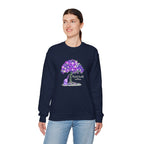 Purple Floral Tree & Cat Crewneck Sweatshirt.
