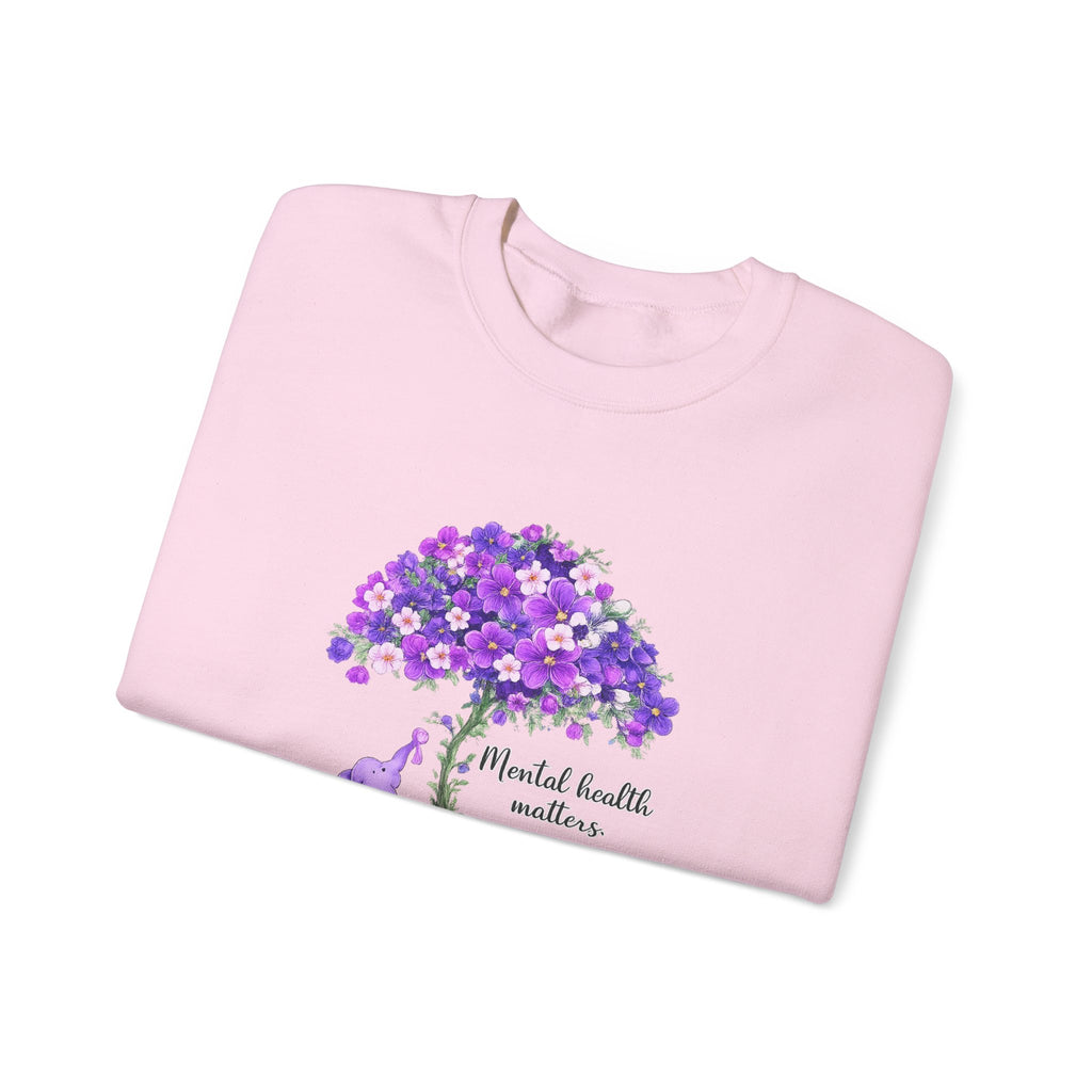 Purple Floral Tree & Cat Crewneck Sweatshirt.