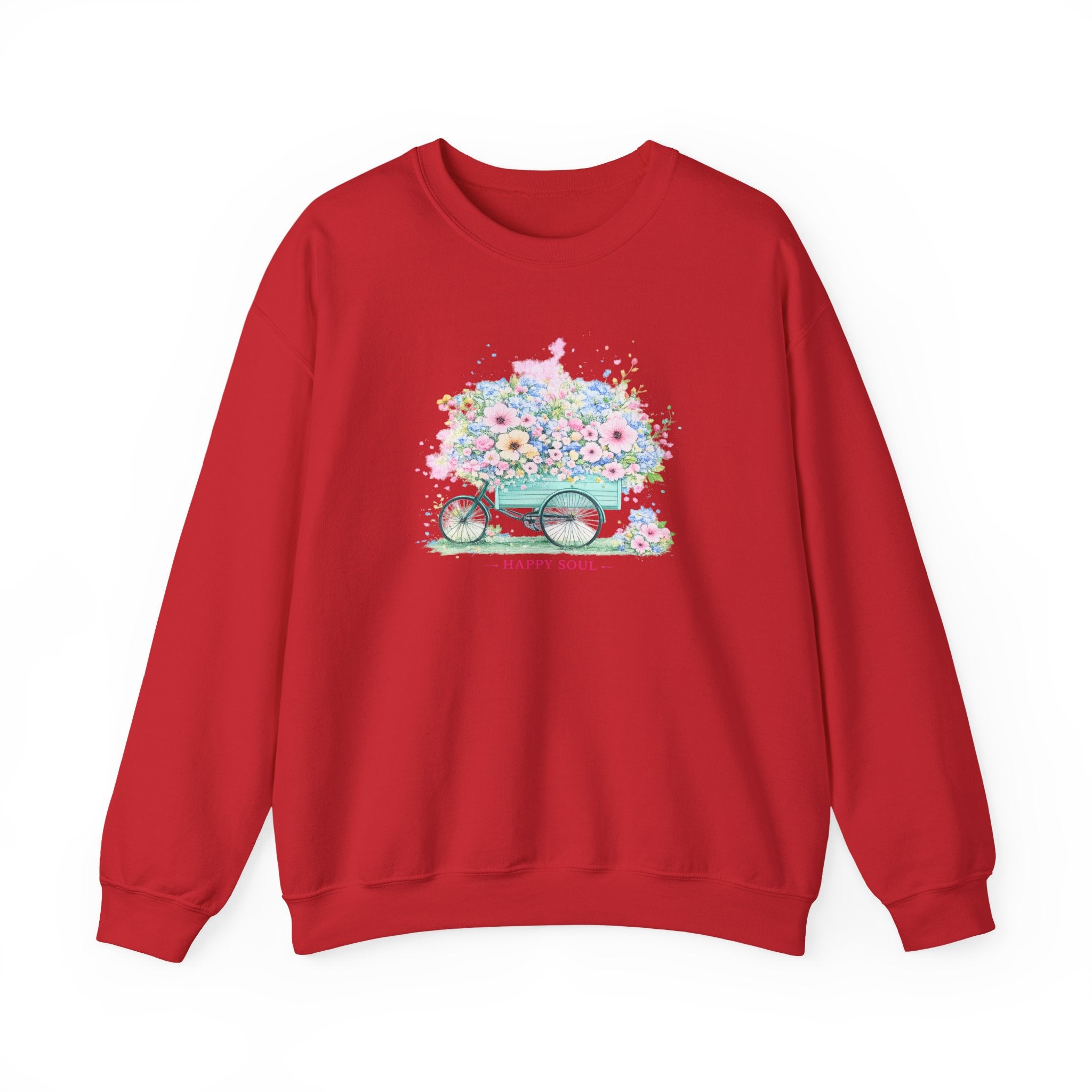 Floral Bike "Happy Soul" Crewneck Sweatshirt