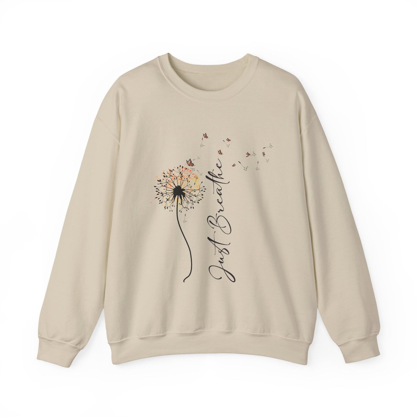 Crewneck Sweatshirt - Dandelion "Just Breathe" Floral Graphic