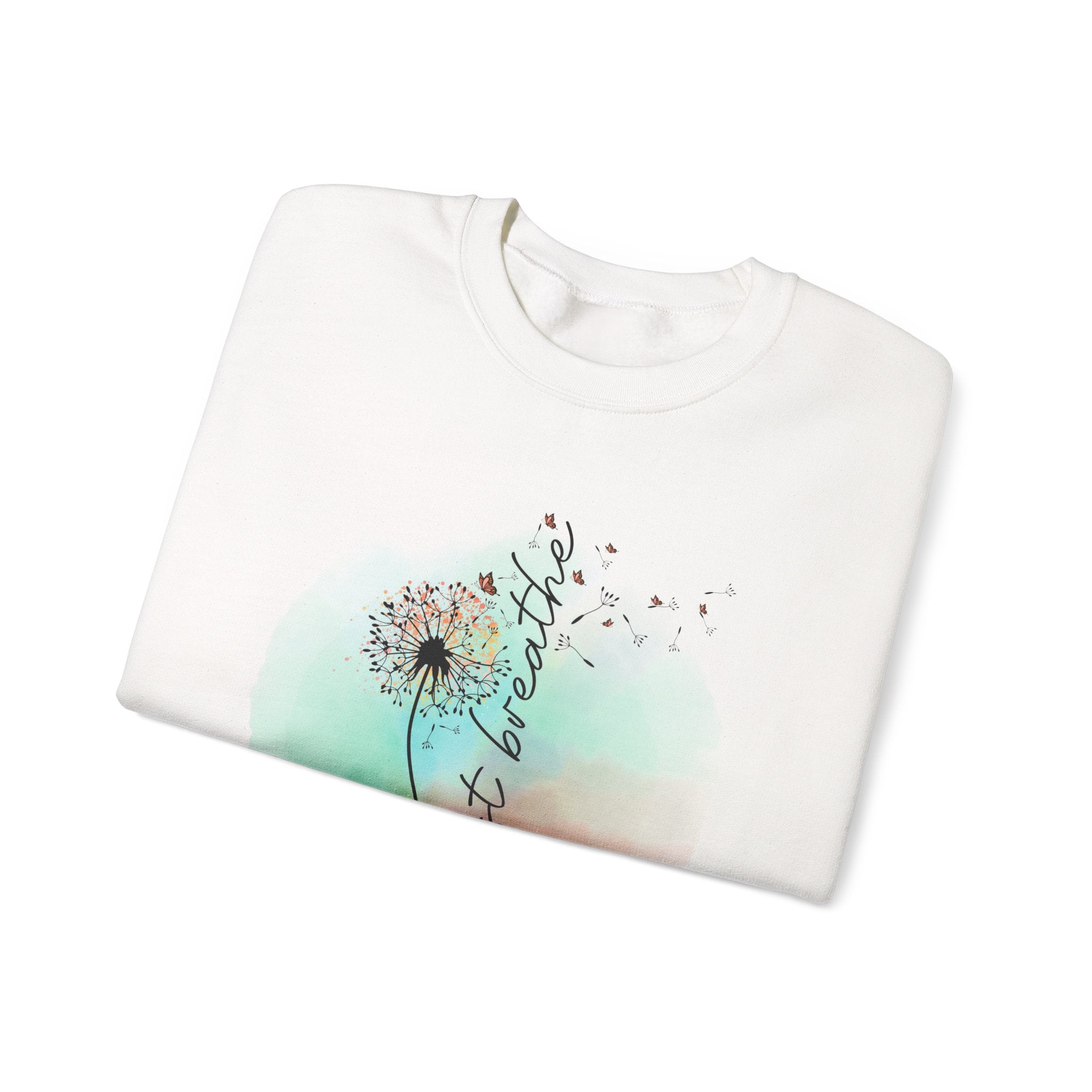 'Just Breathe' Dandelion Watercolor Comfort — Crewneck Sweatshirt