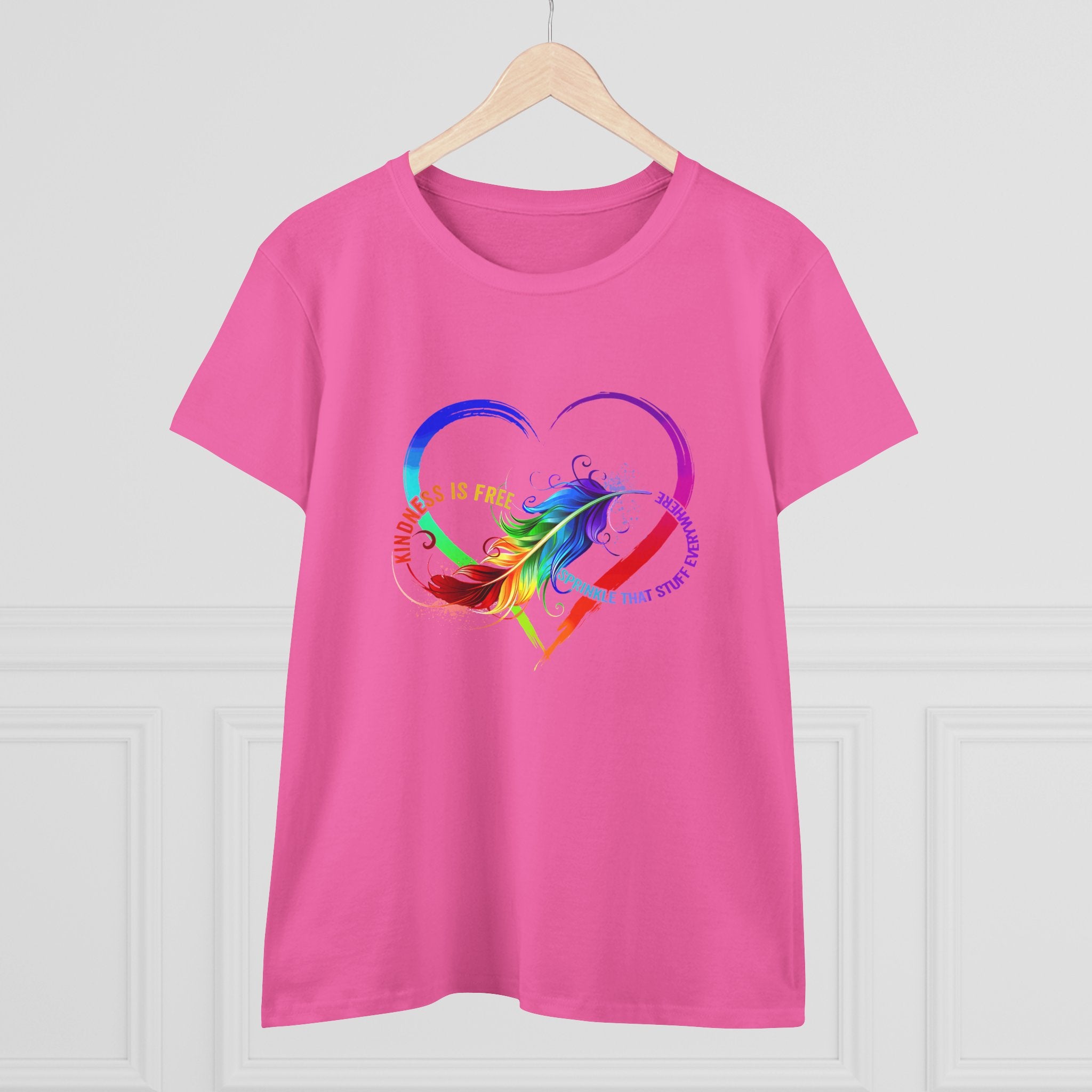 Rainbow Feather Heart Women's T-Shirt.