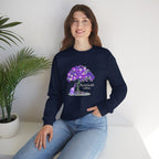 Purple Floral Tree & Cat Crewneck Sweatshirt.