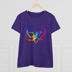 Rainbow Feather Heart Women's T-Shirt.