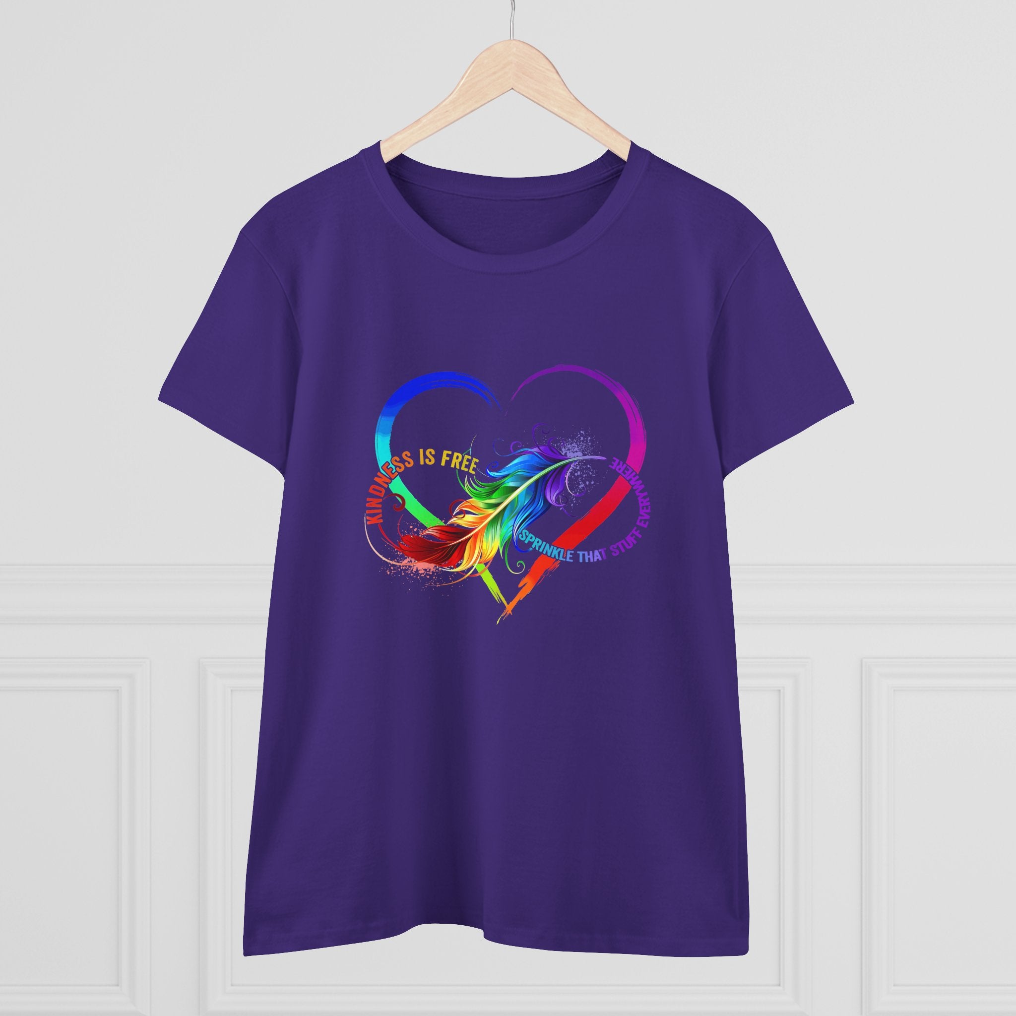 Rainbow Feather Heart Women's T-Shirt.