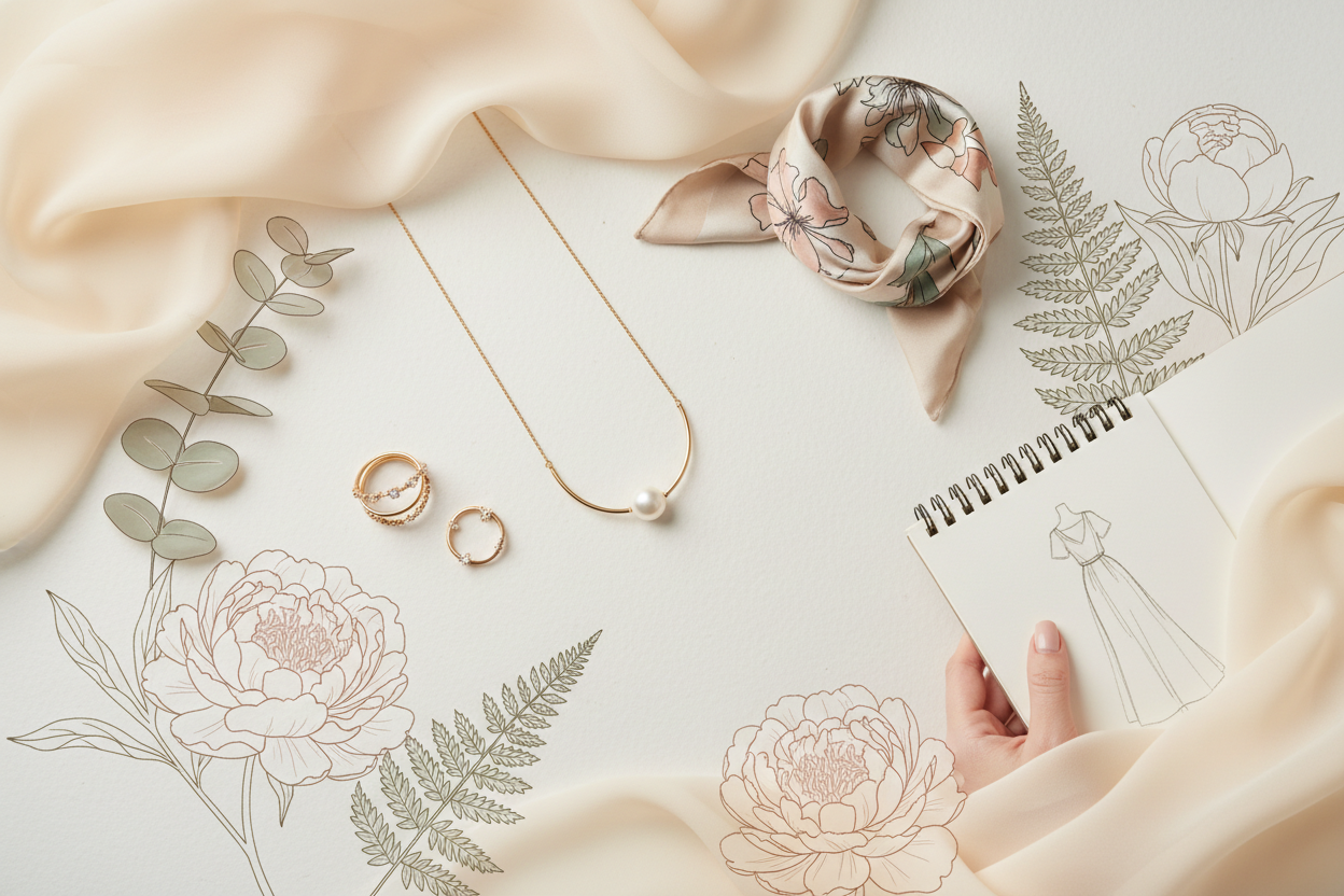 Create a main banner for pc With #C5BBAE Colour accent,Banner About femele focused POD Business.No text